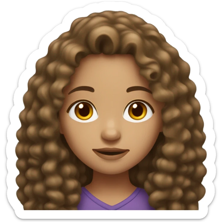 light skin girl with brown eyes and long dark curly hair sticker