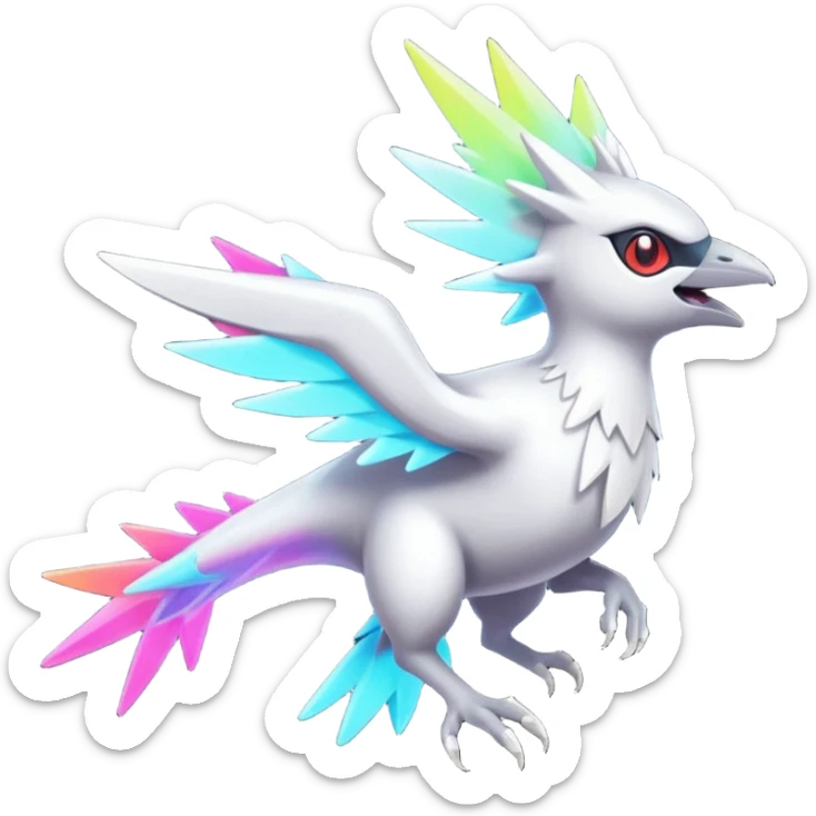 Neon Vibrant Pulsating Trail-glowing Chromatic Trico-Latias-Silvally-fusion-hybrid sticker