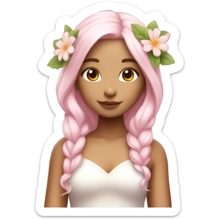 Beautiful, flower fairy, white long, light pink hair, big wings, fair skin sticker