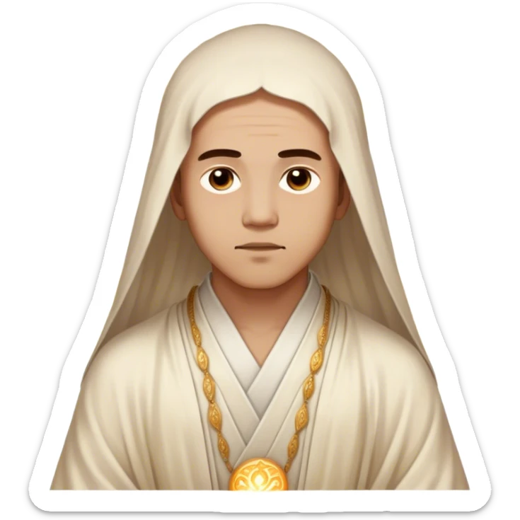 Cinematic Realistic Rumi Portrait Emoji, depicted as a mystical poet with soulful eyes and flowing traditional robes, rendered with delicate textures and ethereal soft lighting that captures his transcendent spiritual wisdom. sticker