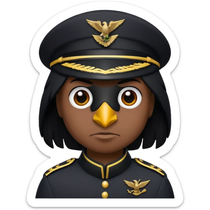 eine kleiner schwarzer rabe im military stil, normale emoji gesten sticker