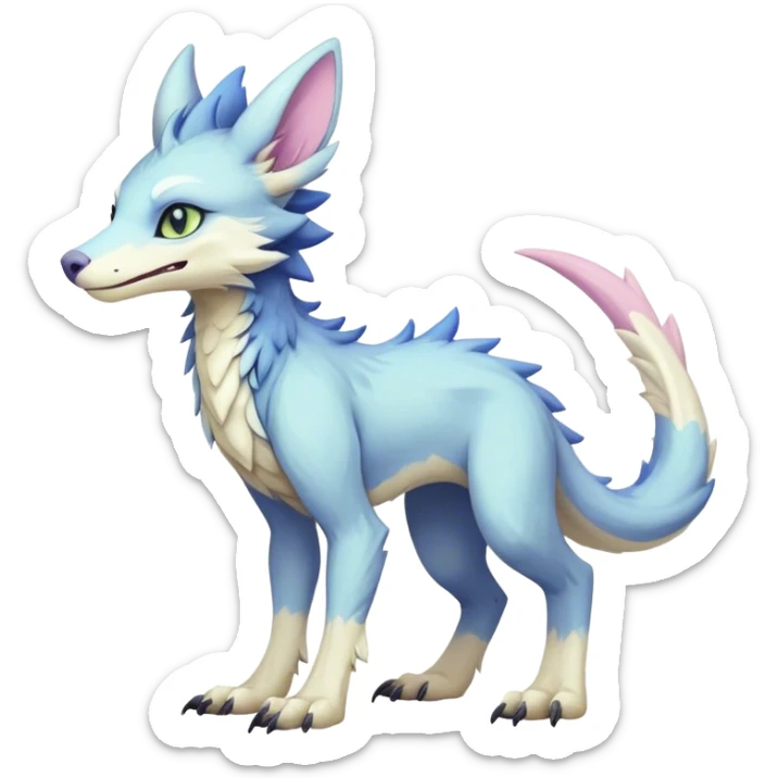 Feral Rare Fantasy cute pastel Vernid-Sergal-animal-creature-hybrid by LiLaiRa, markings, tufted ears, full body sticker