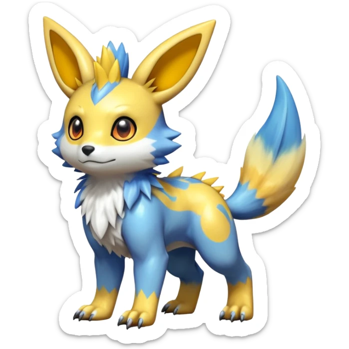 Cute Shiny Agumon-Umbreon-Renamon-Fakémon-hybrid-creature (full body)  sticker
