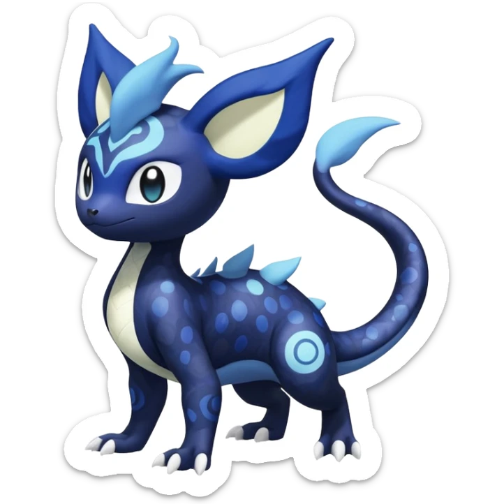 Nebulae Salandit-Meowstic-Noibat-Fakémon-hybrid-creature (full body)  sticker