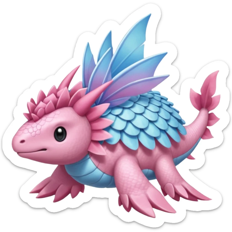 Finned scaly furry maned frill-maned Diancie-Palkia-Amaura-Aurorus-Salamence-aesthetic-fusion sticker