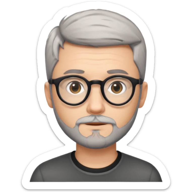 homme jeune blanc cheveux gris court lunettes rondes noir et petite barbe  sticker