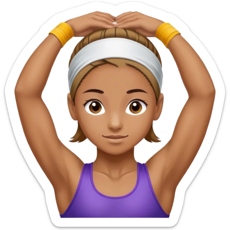 The face of a gymnast in a sports headband sticker