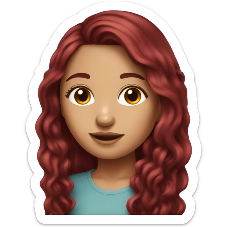 Beautiful burgundy haired realistic girl with long hair sticker