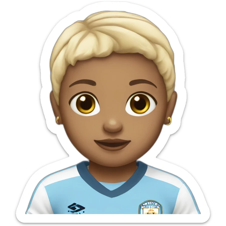 baby girl wearing Manchester City football shirt sticker