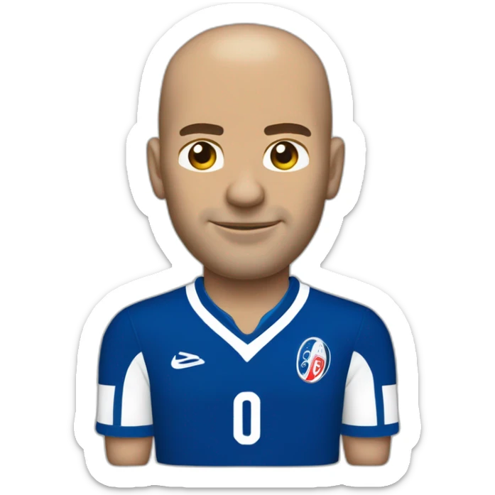 Zinedine Zidane with blue france football jersey sticker