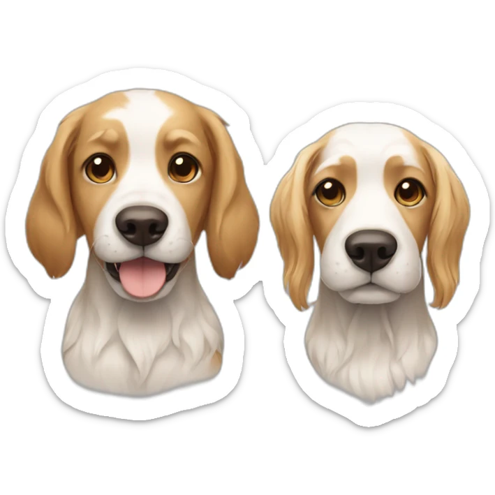 dog with golden hair and dog with brown and white hair sticker