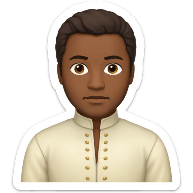 Otello with dark skin, dark brown hair, cream outfit sticker