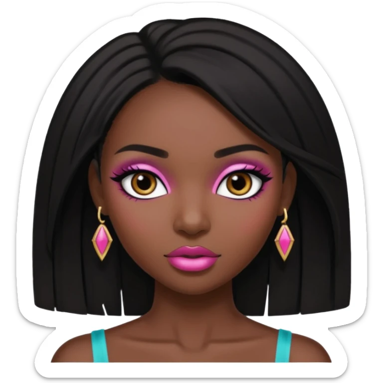A black girl with makeup and that looks like a Victoria’s Secret model and she has black straight hair sticker