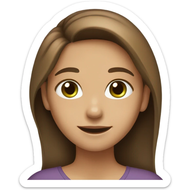 smiling girl with brown hair, light brown skin and green eyes sticker