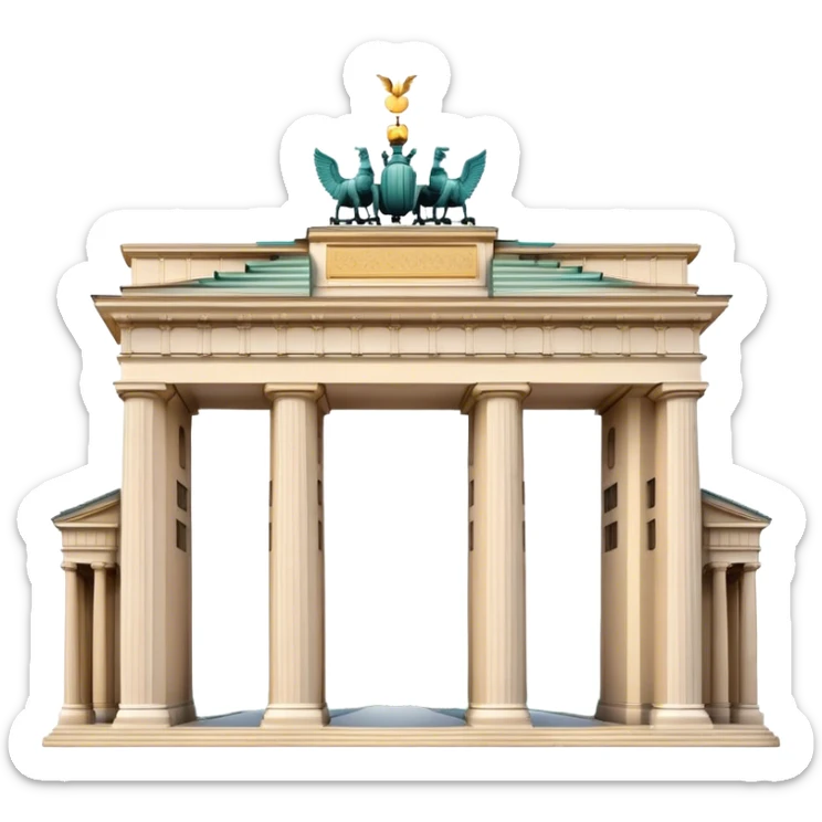 Cinematic Realistic Brandenburg Gate Landmark Emoji, depicted as the iconic neoclassical monument rendered with lifelike detail and dynamic, historic lighting. sticker