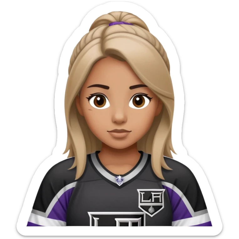 Burnett Hair girl wearing an LA Kings hockey jersey sticker