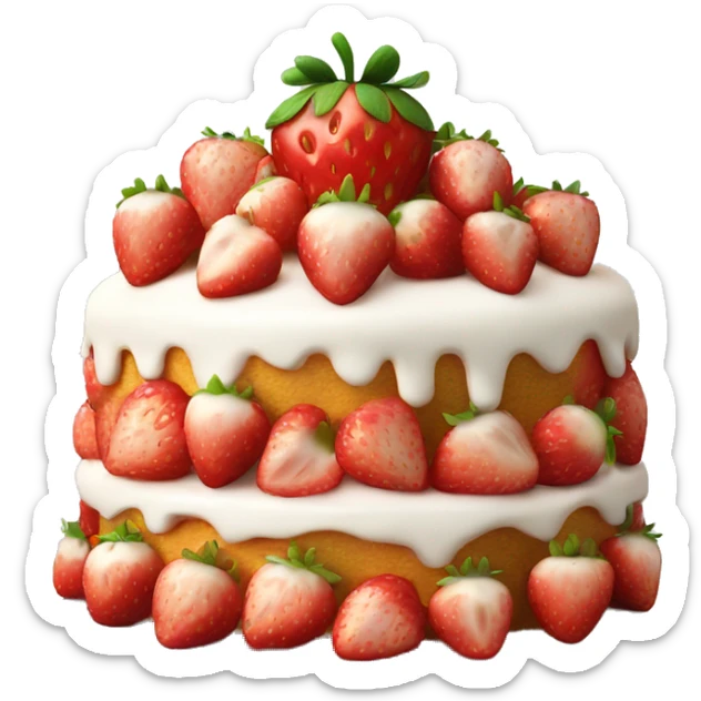 Strawberry cake with white frosting and a lot of strawberries sticker