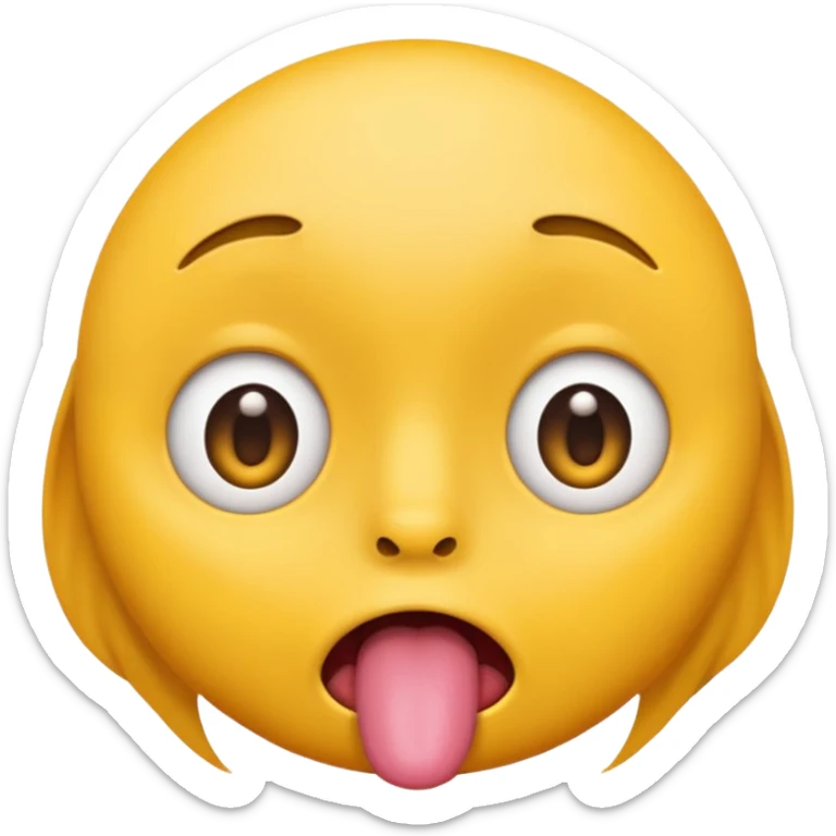 ios face emoji with both pupils at the center of the eye as if looking at the nose with tounge out sticker
