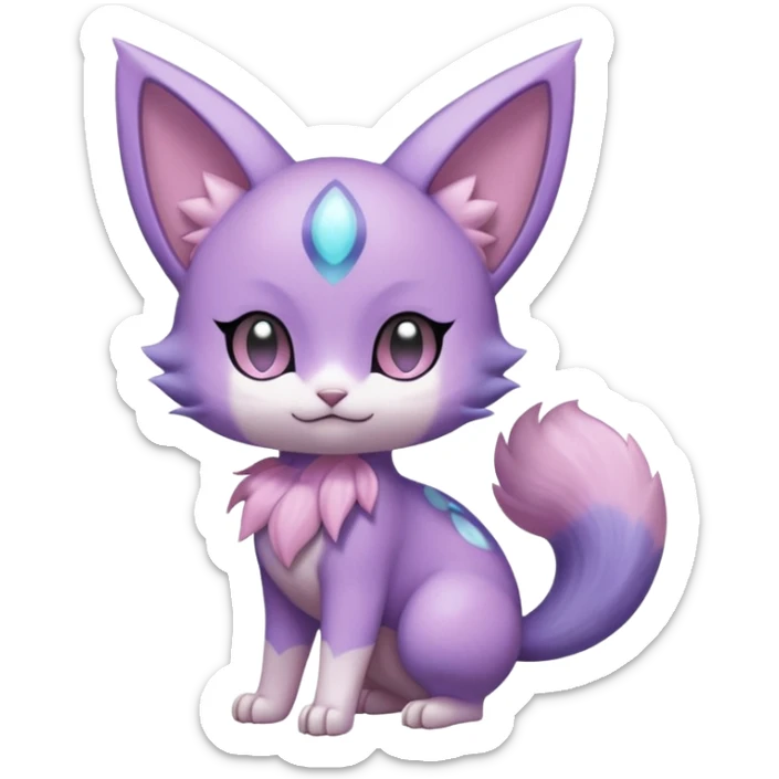 Smooth Soft Dark Pastel Meloetta-Purrloin-Gatomon-Skitty-Delcatty-Pokémon-Digimon-Fakémon-fusion-hybrid-creature sticker