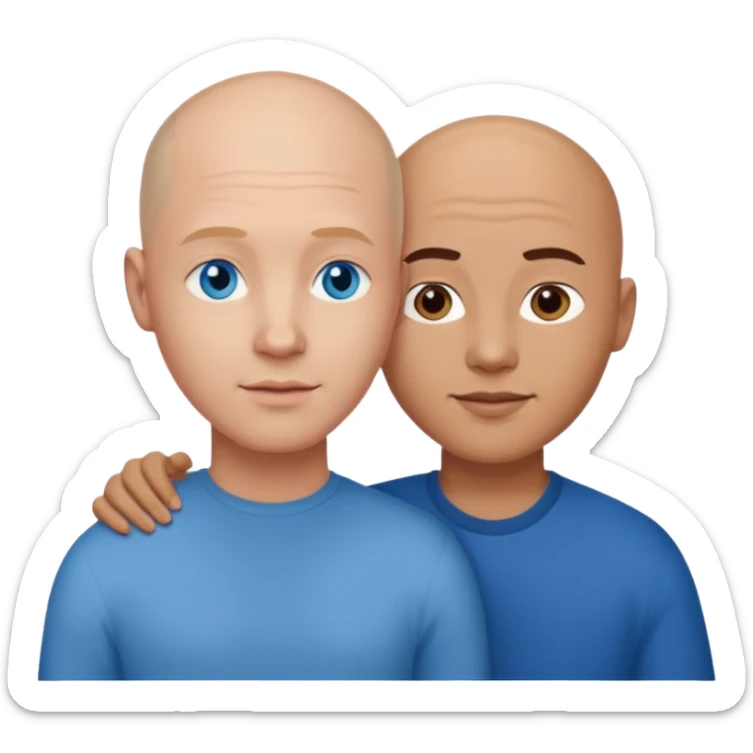 Bald white man blue eyes in love with Filipina woman sticker