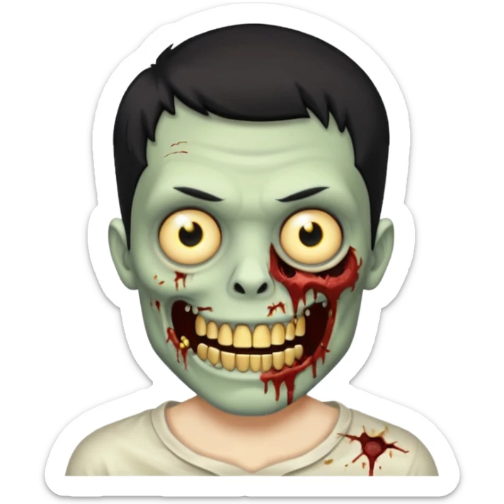 faça um homem zumbi, de cabelo baixo mostrando o dente de ouro sticker