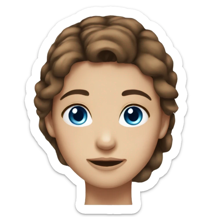 Pretty girl brown hair blue eyes sticker