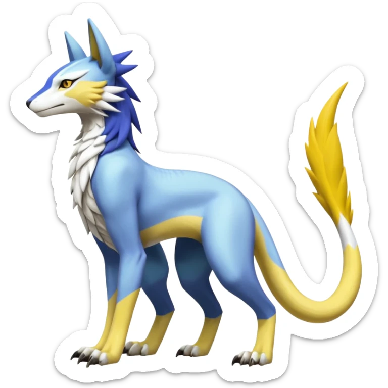 Latias-Vernid-Sergal-Lombax-Koraidon-Renamon-Zeraora-Bastet-Fakémon-Digimon-hybrid-fusion-creature, full body sticker