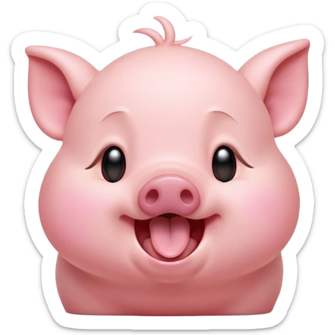 Cinematic Cute Yawning Piglet Portrait Emoji, Head tilted slightly with a dramatic, wide-open yawn, showcasing a soft, delicate rosy-pink hide with tiny droopy ears, round beady eyes barely open in drowsy contentment, Simplified yet irresistibly adorable features, highly detailed, glowing with a soft, cozy glow, high shine, relaxed yet expressive, stylized with a touch of playful whimsy, bright and endearing, soft glowing outline, capturing the essence of a sleepy yet affectionate piglet, so drowsy it feels like it could stretch out of the screen and curl up for a nap! sticker