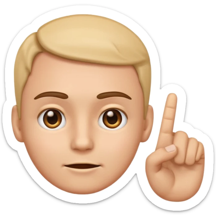 emoji of a hand pointing at the forehead area on a human face, simple cartoon style sticker