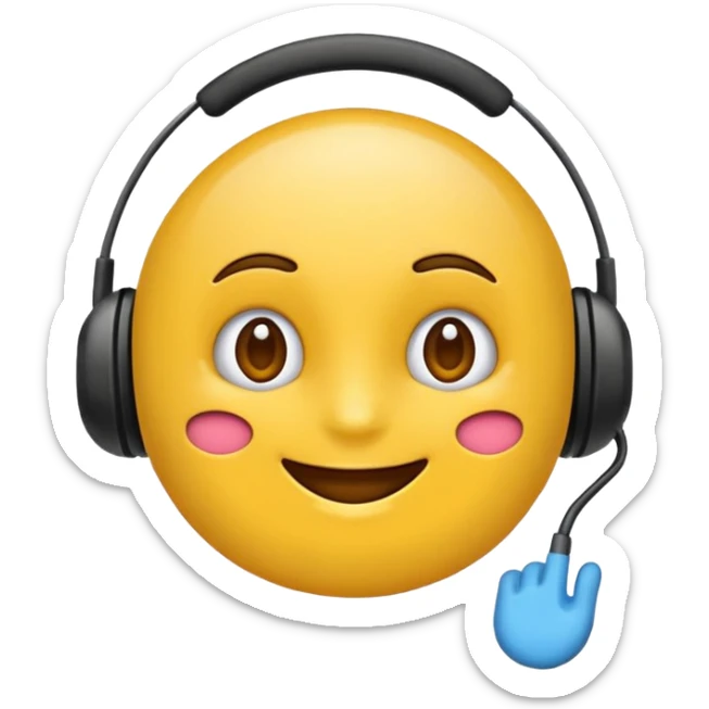 Un emojis feliz con audífonos puestos pero sin  naris un sencillo el emojis  sticker