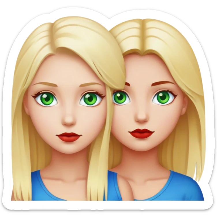 Blonde girl with green eyes and red girls with blue eyes sticker