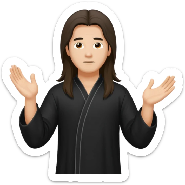 homme au cheveux long qui pratique le qi gong, habits noirs ou blancs sticker