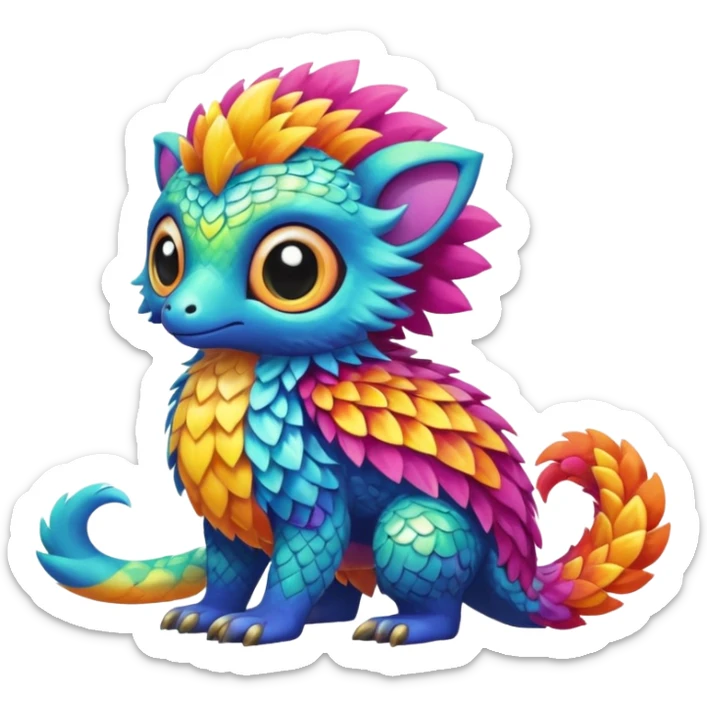 Cute shiny colorful exotic rare mythical animal hybrid Fakemon full body sticker