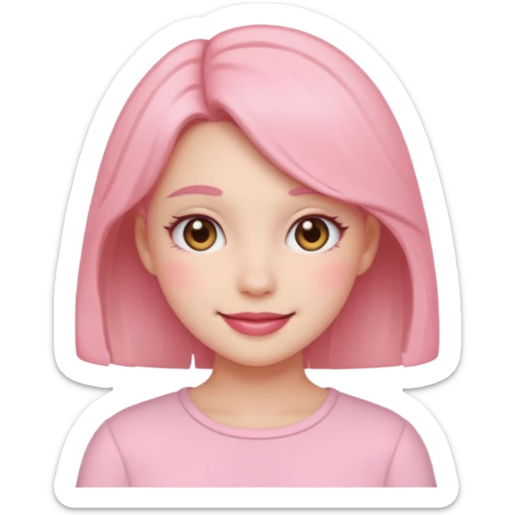 “Emoji girl, soft girl aesthetic, pink blush sticker