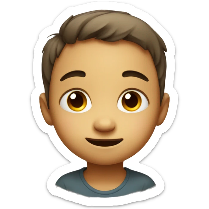 Very cute child who is a little sad and smiles on his face. sticker