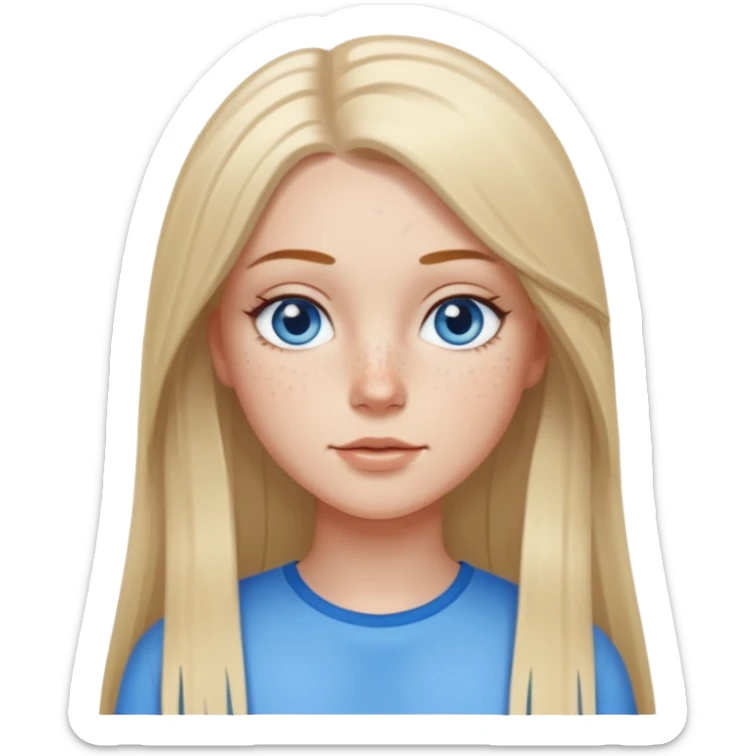 short and thick body white girl with long straight hair and blue eyes sticker