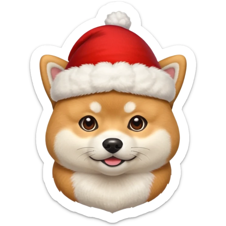 Shiba inu gif portant un chapeau de noel avec un pompon blanc qui bouge sticker