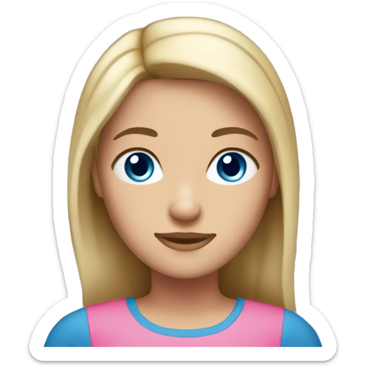 white,dark blonde girl blue eyes straight hair and pink top sticker