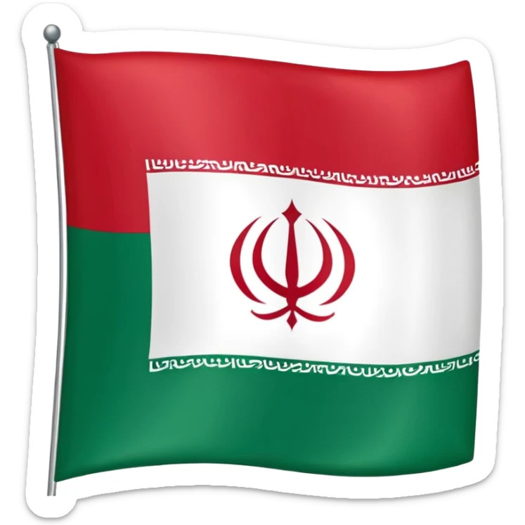 square iranian flag green white and red, green on top  whiite in middle red at the botto,, sticker
