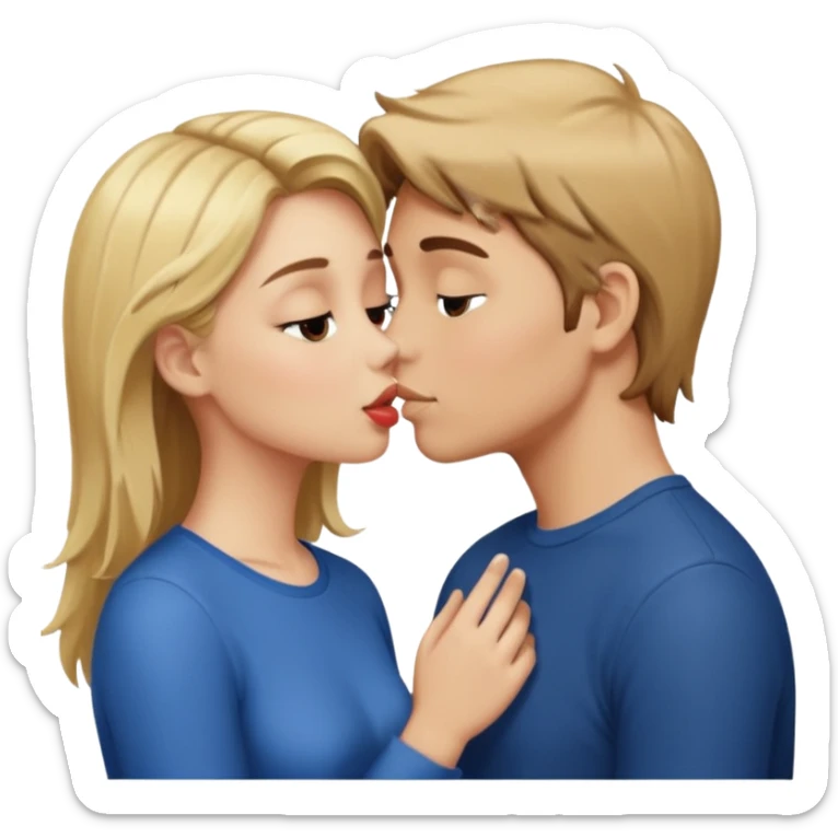 blonde girl and brown hair boy kissing sticker