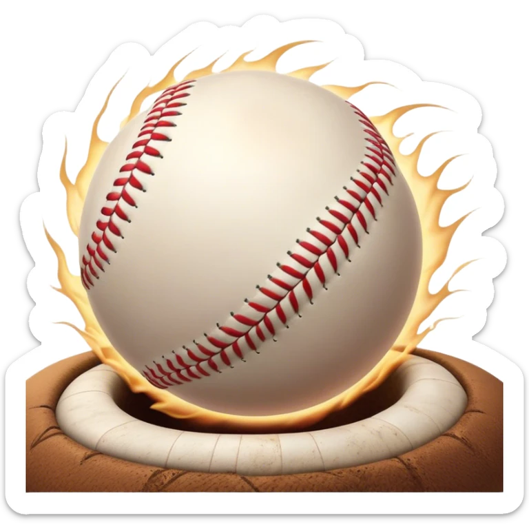 Cinematic Realistic Baseball Scene Emoji, depicted as an action-packed moment of a baseball in play with dynamic motion blur and crisp detailed textures, rendered with vibrant nostalgic lighting that captures the spirit of America's favorite pastime. sticker