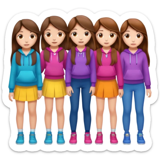 group of cute teenage girls with long hair sticker