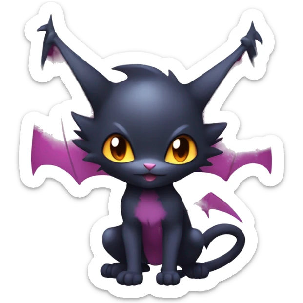 Cool Cute Edgy Chibi Bat-Cat-Noivern-Noibat-Litten-Pokémon-Fakémon-hybrid sticker