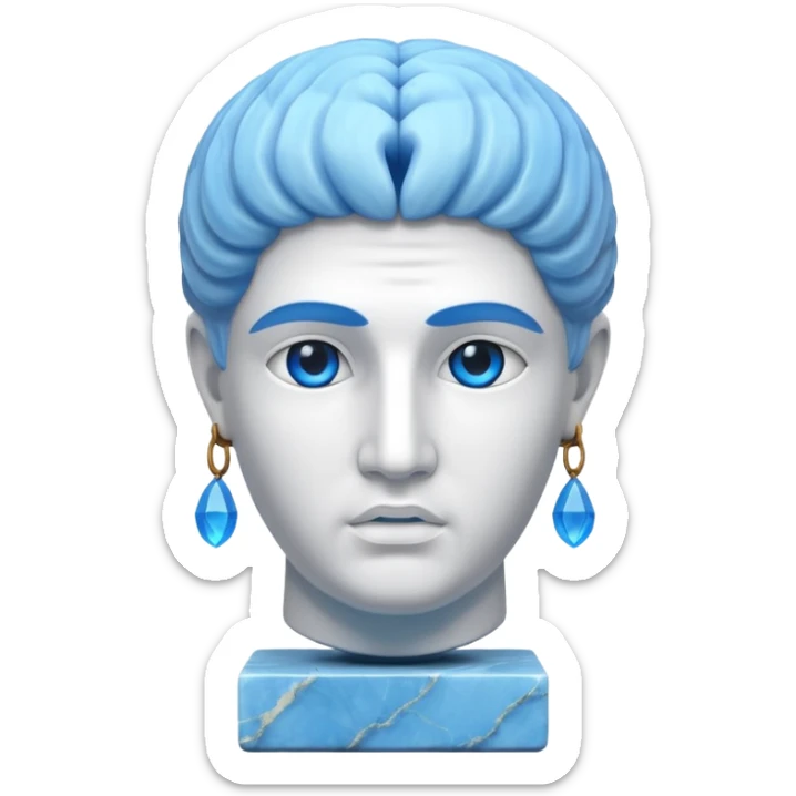 ancient greece marble sculpture head with a blue aura around the background of it sticker