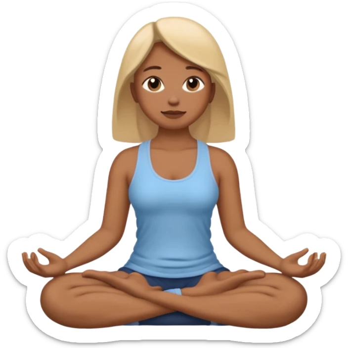 woman sitting cross-legged, meditating, skin tone like 🧘 emoji, tranquil mood sticker