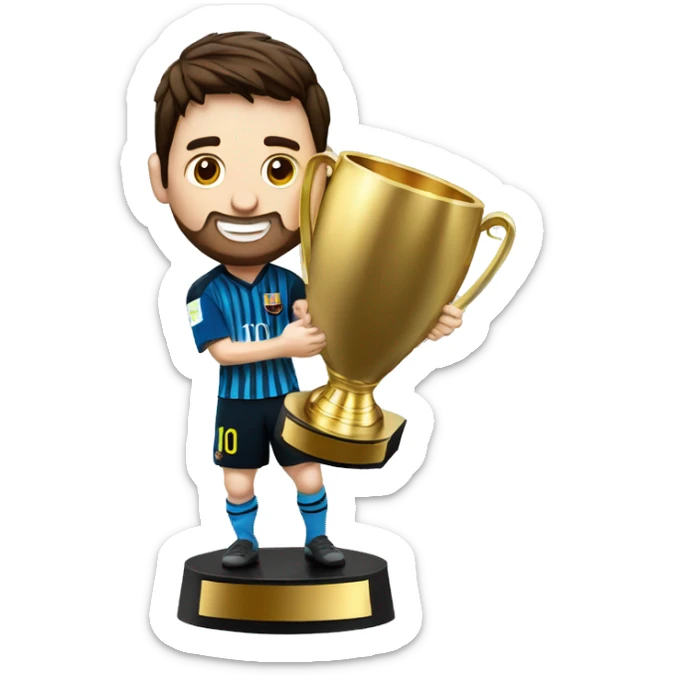 Messi con el trofeo de la copa mundial del futbol sticker