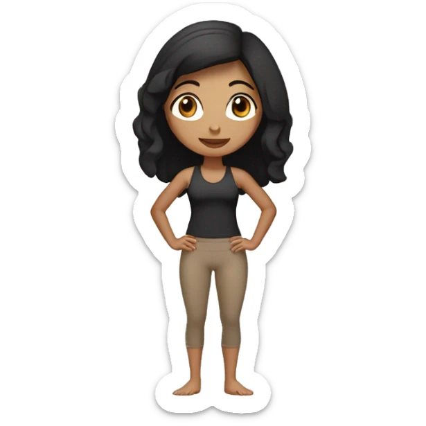 light brown yoga girl with bob length black hair, brown top and pants sticker