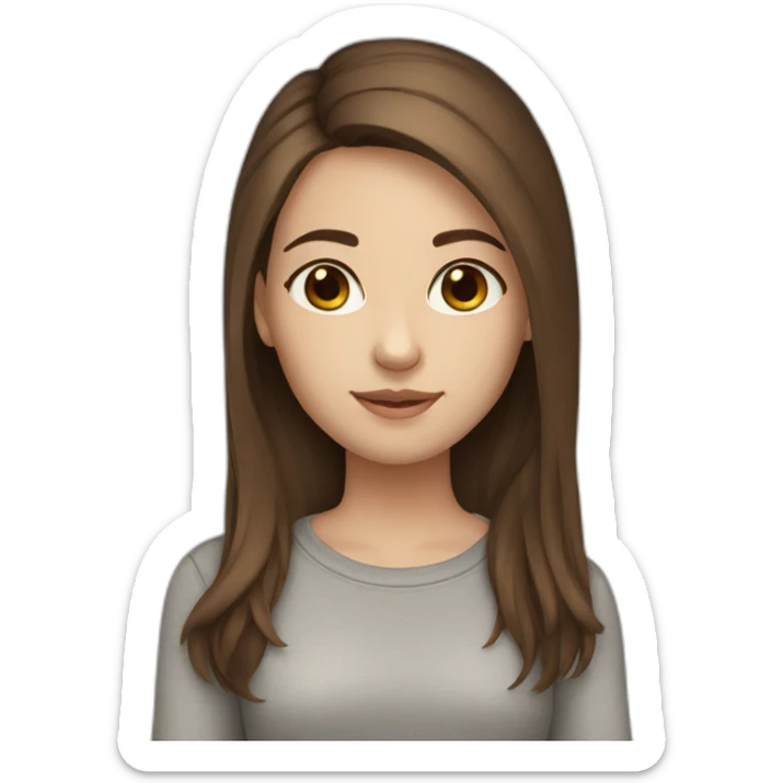 Girl white skin brown hair brown eyes sticker