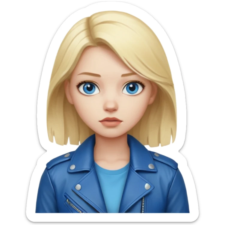 dessiner moi une fille assez rebelle et qui est blonde au yeux bleu sticker