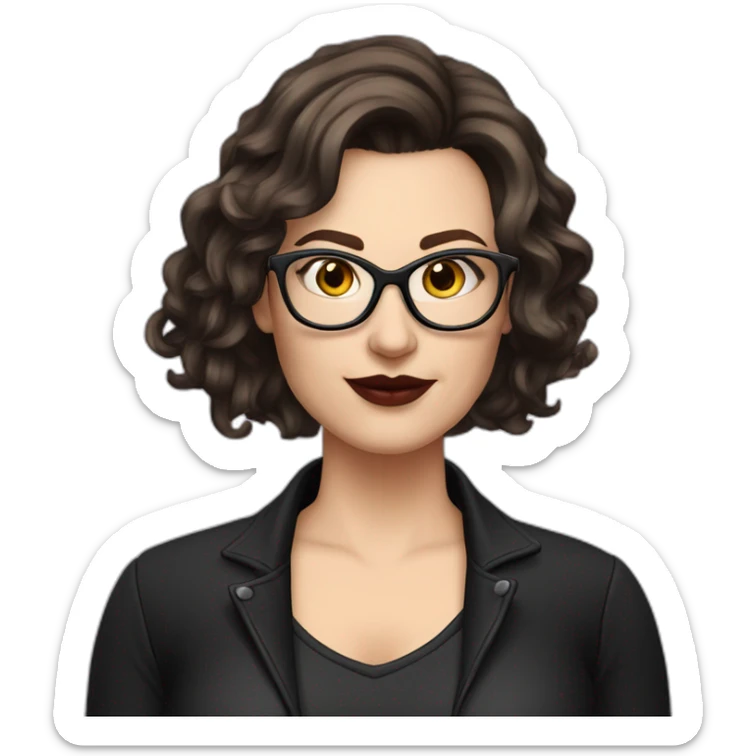 Sexy-Caucasian-Mum-woman-goth-brown-hair-standing-wearing-glasses-plus-size sticker